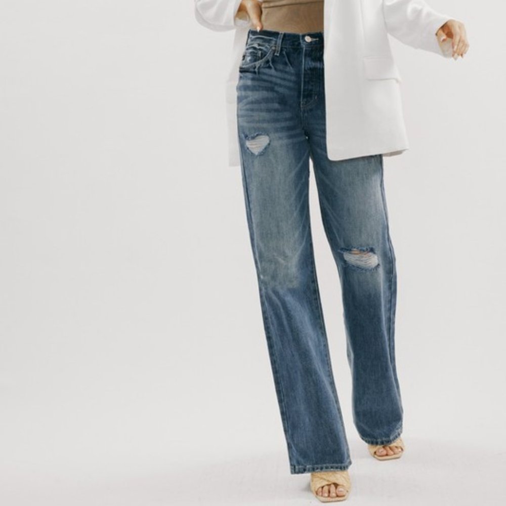 Vici High Rise Distressed Flare Jeans 90s Style